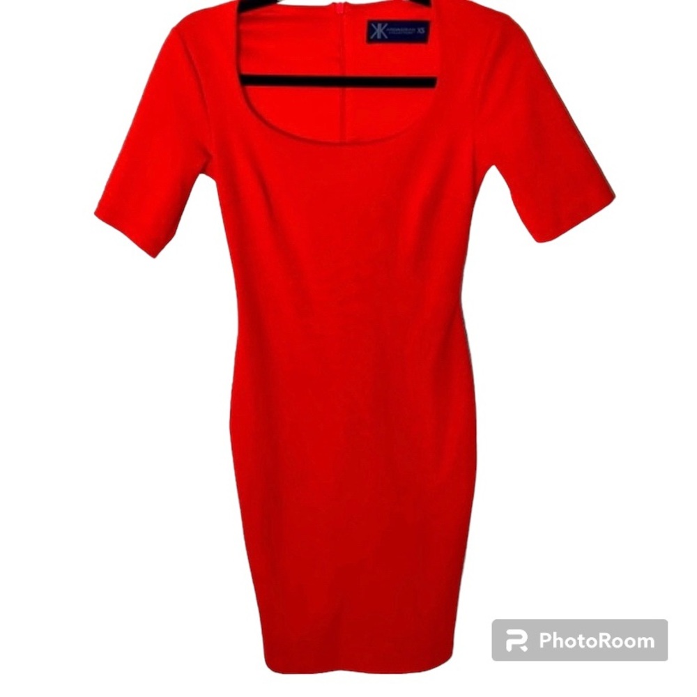 Kardashian Kollection Dress Women’s XS Mini Rose Red Fitted Short Sleeve